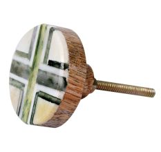Olive Green Round Bone Horn Cabinet Wooden Knob